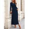 image:imagePRETTYGARDEN Women Fall Spring 2 Piece Outfits Dressy Casual Ribbed Knit Long Sleeve Crop Top Maxi Flowy Skirts Matching SetsNavy