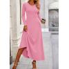 image:imagePRETTYGARDEN Women Fall Spring 2 Piece Outfits Dressy Casual Ribbed Knit Long Sleeve Crop Top Maxi Flowy Skirts Matching SetsPink