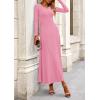 image:imagePRETTYGARDEN Women Fall Spring 2 Piece Outfits Dressy Casual Ribbed Knit Long Sleeve Crop Top Maxi Flowy Skirts Matching SetsPink