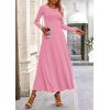 image:imagePRETTYGARDEN Women Fall Spring 2 Piece Outfits Dressy Casual Ribbed Knit Long Sleeve Crop Top Maxi Flowy Skirts Matching SetsPink