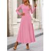 image:imagePRETTYGARDEN Women Fall Spring 2 Piece Outfits Dressy Casual Ribbed Knit Long Sleeve Crop Top Maxi Flowy Skirts Matching SetsPink