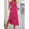 image:imagePRETTYGARDEN Women Fall Spring 2 Piece Outfits Dressy Casual Ribbed Knit Long Sleeve Crop Top Maxi Flowy Skirts Matching SetsRose Red