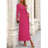 image:imagePRETTYGARDEN Women Fall Spring 2 Piece Outfits Dressy Casual Ribbed Knit Long Sleeve Crop Top Maxi Flowy Skirts Matching SetsRose Red