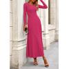 image:imagePRETTYGARDEN Women Fall Spring 2 Piece Outfits Dressy Casual Ribbed Knit Long Sleeve Crop Top Maxi Flowy Skirts Matching SetsRose Red