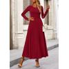 image:imagePRETTYGARDEN Women Fall Spring 2 Piece Outfits Dressy Casual Ribbed Knit Long Sleeve Crop Top Maxi Flowy Skirts Matching SetsWine Red