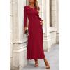 image:imagePRETTYGARDEN Women Fall Spring 2 Piece Outfits Dressy Casual Ribbed Knit Long Sleeve Crop Top Maxi Flowy Skirts Matching SetsWine Red