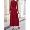 image:imagePRETTYGARDEN Women Fall Spring 2 Piece Outfits Dressy Casual Ribbed Knit Long Sleeve Crop Top Maxi Flowy Skirts Matching SetsWine Red