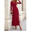 image:imagePRETTYGARDEN Women Fall Spring 2 Piece Outfits Dressy Casual Ribbed Knit Long Sleeve Crop Top Maxi Flowy Skirts Matching SetsWine Red