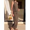 image:imagePRETTYGARDEN Womens 2 Piece Sets 2026 Summer Plaid Sleeveless Tops Wide Leg Pants Matching Lounge Set Beach Vacation OutfitsPlaid Black Khaki