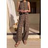 image:imagePRETTYGARDEN Womens 2 Piece Sets 2026 Summer Plaid Sleeveless Tops Wide Leg Pants Matching Lounge Set Beach Vacation OutfitsPlaid Black Khaki