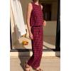 image:imagePRETTYGARDEN Womens 2 Piece Sets 2026 Summer Plaid Sleeveless Tops Wide Leg Pants Matching Lounge Set Beach Vacation OutfitsPlaid Black Red