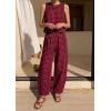 image:imagePRETTYGARDEN Womens 2 Piece Sets 2026 Summer Plaid Sleeveless Tops Wide Leg Pants Matching Lounge Set Beach Vacation OutfitsPlaid Black Red
