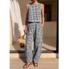 image:imagePRETTYGARDEN Womens 2 Piece Sets 2026 Summer Plaid Sleeveless Tops Wide Leg Pants Matching Lounge Set Beach Vacation OutfitsPlaid Black White