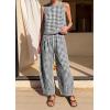 image:imagePRETTYGARDEN Womens 2 Piece Sets 2026 Summer Plaid Sleeveless Tops Wide Leg Pants Matching Lounge Set Beach Vacation OutfitsPlaid Black White