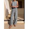 image:imagePRETTYGARDEN Womens 2 Piece Sets 2026 Summer Plaid Sleeveless Tops Wide Leg Pants Matching Lounge Set Beach Vacation OutfitsPlaid Black White