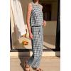image:imagePRETTYGARDEN Womens 2 Piece Sets 2026 Summer Plaid Sleeveless Tops Wide Leg Pants Matching Lounge Set Beach Vacation OutfitsPlaid Black White