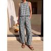 image:imagePRETTYGARDEN Womens 2 Piece Sets 2026 Summer Plaid Sleeveless Tops Wide Leg Pants Matching Lounge Set Beach Vacation OutfitsPlaid Black White