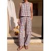 image:imagePRETTYGARDEN Womens 2 Piece Sets 2026 Summer Plaid Sleeveless Tops Wide Leg Pants Matching Lounge Set Beach Vacation OutfitsPlaid Brown White