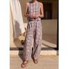 image:imagePRETTYGARDEN Womens 2 Piece Sets 2026 Summer Plaid Sleeveless Tops Wide Leg Pants Matching Lounge Set Beach Vacation OutfitsPlaid Brown White