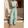 image:imagePRETTYGARDEN Womens 2 Piece Sets 2026 Summer Plaid Sleeveless Tops Wide Leg Pants Matching Lounge Set Beach Vacation OutfitsPlaid Green White