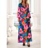 image:imagePRETTYGARDEN Womens 2026 Spring Wedding Guest Dresses Floral Long Sleeve V Neck Belted Long Flowy Boho Maxi DressFloral Black