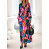 image:imagePRETTYGARDEN Womens 2026 Spring Wedding Guest Dresses Floral Long Sleeve V Neck Belted Long Flowy Boho Maxi DressFloral Black
