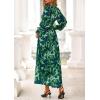 image:imagePRETTYGARDEN Womens 2026 Spring Wedding Guest Dresses Floral Long Sleeve V Neck Belted Long Flowy Boho Maxi DressFloral Green