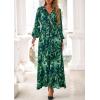 image:imagePRETTYGARDEN Womens 2026 Spring Wedding Guest Dresses Floral Long Sleeve V Neck Belted Long Flowy Boho Maxi DressFloral Green