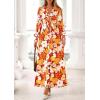 image:imagePRETTYGARDEN Womens 2026 Spring Wedding Guest Dresses Floral Long Sleeve V Neck Belted Long Flowy Boho Maxi DressFloral Orange