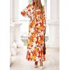 image:imagePRETTYGARDEN Womens 2026 Spring Wedding Guest Dresses Floral Long Sleeve V Neck Belted Long Flowy Boho Maxi DressFloral Orange