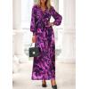 image:imagePRETTYGARDEN Womens 2026 Spring Wedding Guest Dresses Floral Long Sleeve V Neck Belted Long Flowy Boho Maxi DressFloral Purple