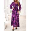 image:imagePRETTYGARDEN Womens 2026 Spring Wedding Guest Dresses Floral Long Sleeve V Neck Belted Long Flowy Boho Maxi DressFloral Purple