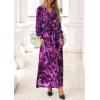 image:imagePRETTYGARDEN Womens 2026 Spring Wedding Guest Dresses Floral Long Sleeve V Neck Belted Long Flowy Boho Maxi DressFloral Purple