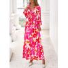 image:imagePRETTYGARDEN Womens 2026 Spring Wedding Guest Dresses Floral Long Sleeve V Neck Belted Long Flowy Boho Maxi DressFloral White Rose Red