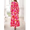 image:imagePRETTYGARDEN Womens 2026 Spring Wedding Guest Dresses Floral Long Sleeve V Neck Belted Long Flowy Boho Maxi DressFloral White Rose Red