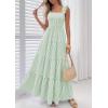 image:imagePRETTYGARDEN Womens 2026 Summer Casual Maxi Dresses Striped Square Neck Sleeveless Boho Flowy Sundress Beach Vacation ClothesGreen