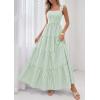 image:imagePRETTYGARDEN Womens 2026 Summer Casual Maxi Dresses Striped Square Neck Sleeveless Boho Flowy Sundress Beach Vacation ClothesGreen