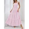 image:imagePRETTYGARDEN Womens 2026 Summer Casual Maxi Dresses Striped Square Neck Sleeveless Boho Flowy Sundress Beach Vacation ClothesPink