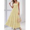 image:imagePRETTYGARDEN Womens 2026 Summer Casual Maxi Dresses Striped Square Neck Sleeveless Boho Flowy Sundress Beach Vacation ClothesYellow