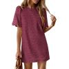 image:imagePRETTYGARDEN Womens 2026 Summer Casual Short Dresses Embroidered Lace Short Sleeve Boho Mini Dress Beach Vacation ClothesBurgundy