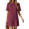 image:imagePRETTYGARDEN Womens 2026 Summer Casual Short Dresses Embroidered Lace Short Sleeve Boho Mini Dress Beach Vacation ClothesBurgundy