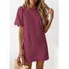 image:imagePRETTYGARDEN Womens 2026 Summer Casual Short Dresses Embroidered Lace Short Sleeve Boho Mini Dress Beach Vacation ClothesBurgundy