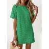 image:imagePRETTYGARDEN Womens 2026 Summer Casual Short Dresses Embroidered Lace Short Sleeve Boho Mini Dress Beach Vacation ClothesDark Green