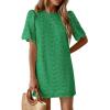 image:imagePRETTYGARDEN Womens 2026 Summer Casual Short Dresses Embroidered Lace Short Sleeve Boho Mini Dress Beach Vacation ClothesDark Green