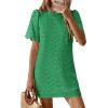 image:imagePRETTYGARDEN Womens 2026 Summer Casual Short Dresses Embroidered Lace Short Sleeve Boho Mini Dress Beach Vacation ClothesDark Green