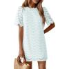 image:imagePRETTYGARDEN Womens 2026 Summer Casual Short Dresses Embroidered Lace Short Sleeve Boho Mini Dress Beach Vacation ClothesLight Blue