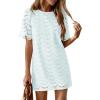 image:imagePRETTYGARDEN Womens 2026 Summer Casual Short Dresses Embroidered Lace Short Sleeve Boho Mini Dress Beach Vacation ClothesLight Blue