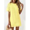 image:imagePRETTYGARDEN Womens 2026 Summer Casual Short Dresses Embroidered Lace Short Sleeve Boho Mini Dress Beach Vacation ClothesYellow