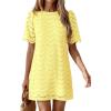 image:imagePRETTYGARDEN Womens 2026 Summer Casual Short Dresses Embroidered Lace Short Sleeve Boho Mini Dress Beach Vacation ClothesYellow