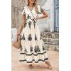 image:imagePRETTYGARDEN Womens 2026 Summer Casual V Neck Boho Maxi Dress Flowy Aline Bell Sleeve Tiered Floral Dresses with PocketFloral Apricot Black